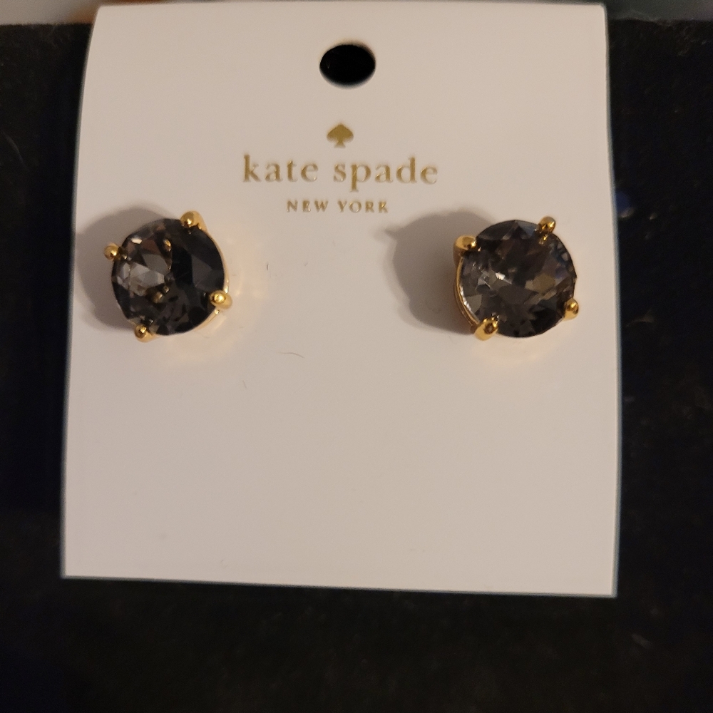 NWT Kate Spade Black Diamond Round Stud Earrings